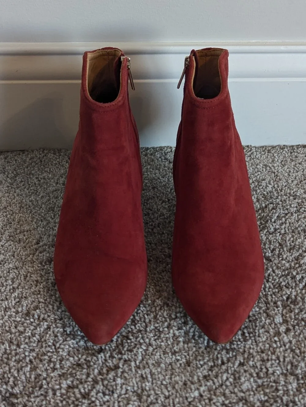 Joie Ralean Suede Kitten Heel Ankle Boots - Red Currant sz 37.5